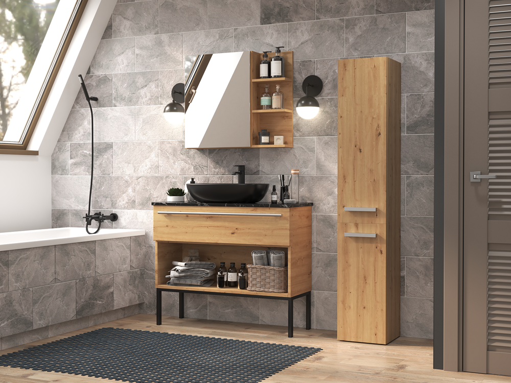 SZAFKA ŁAZIENKOWA REGAŁ SŁUPEK KOSZ NEL IV DĄB ARTISAN - obrazek 6