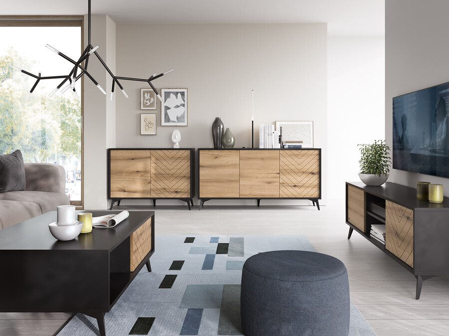 Komoda DIAMOND 06 czarny / dąb evoke - obrazek 2