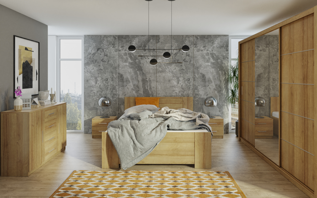 Szafa przesuwna 180 BONEY BO09 dąb złoty - obrazek 2