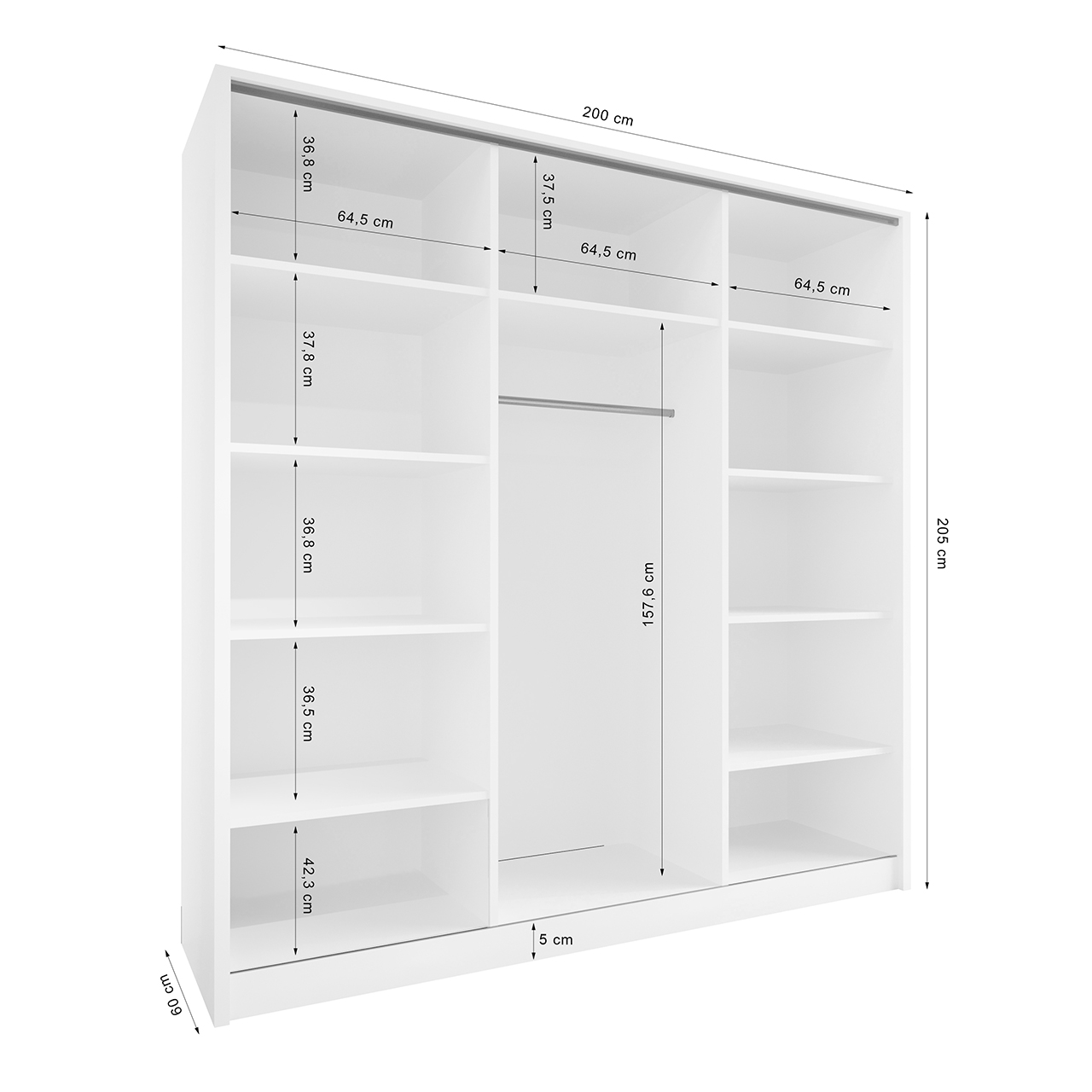 Szafa przesuwna z lustrem ELIA A 200 szara - obrazek 3