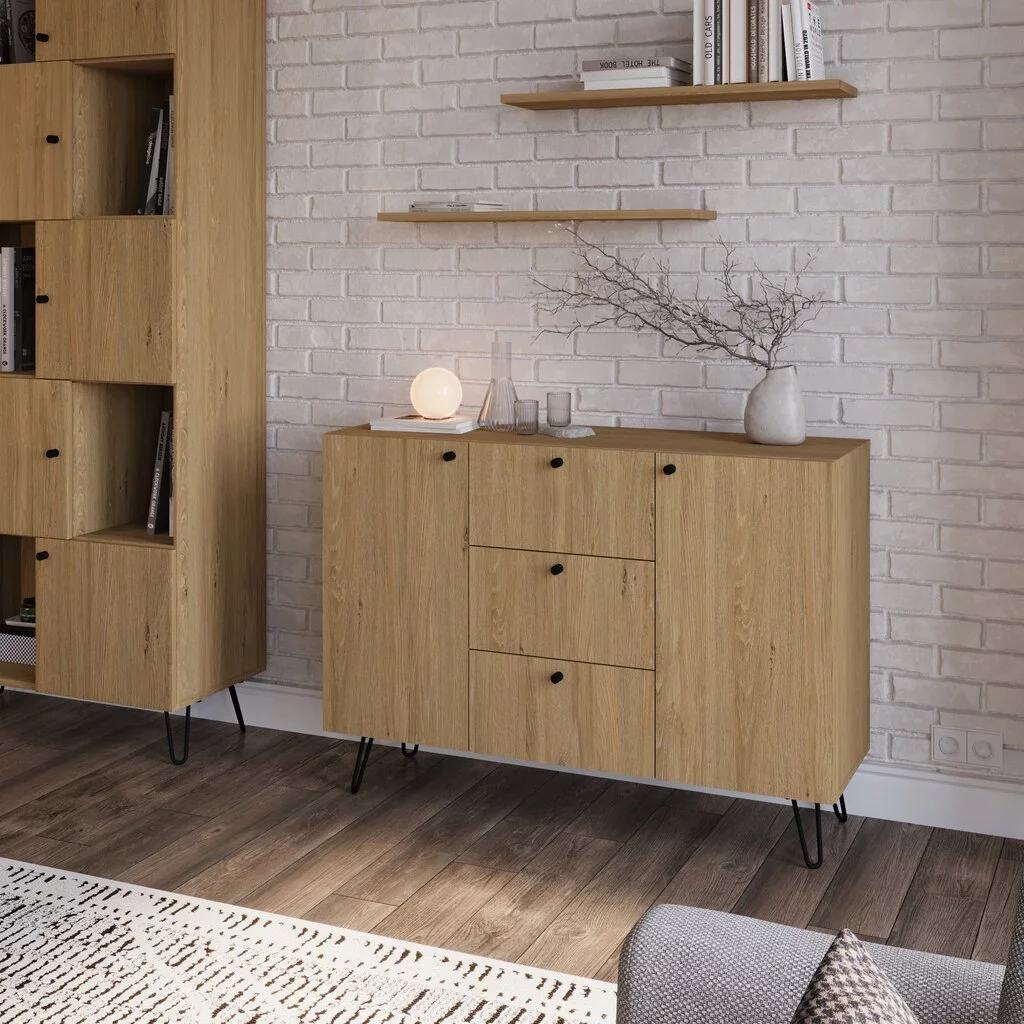 SZAFKA KOMODA BERGO styl loft Dąb kamienny