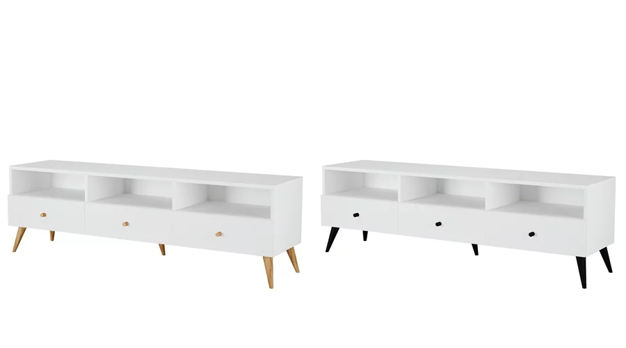 SZAFKA RTV KOMODA AHOLA styl SKANDYNAWSKI biała - obrazek 4