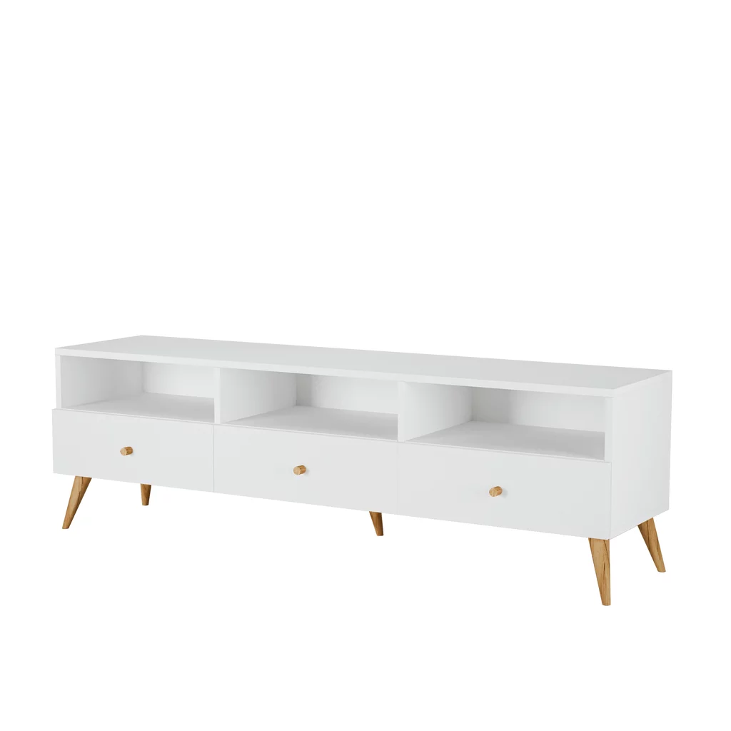SZAFKA RTV KOMODA AHOLA styl SKANDYNAWSKI biała - obrazek 2