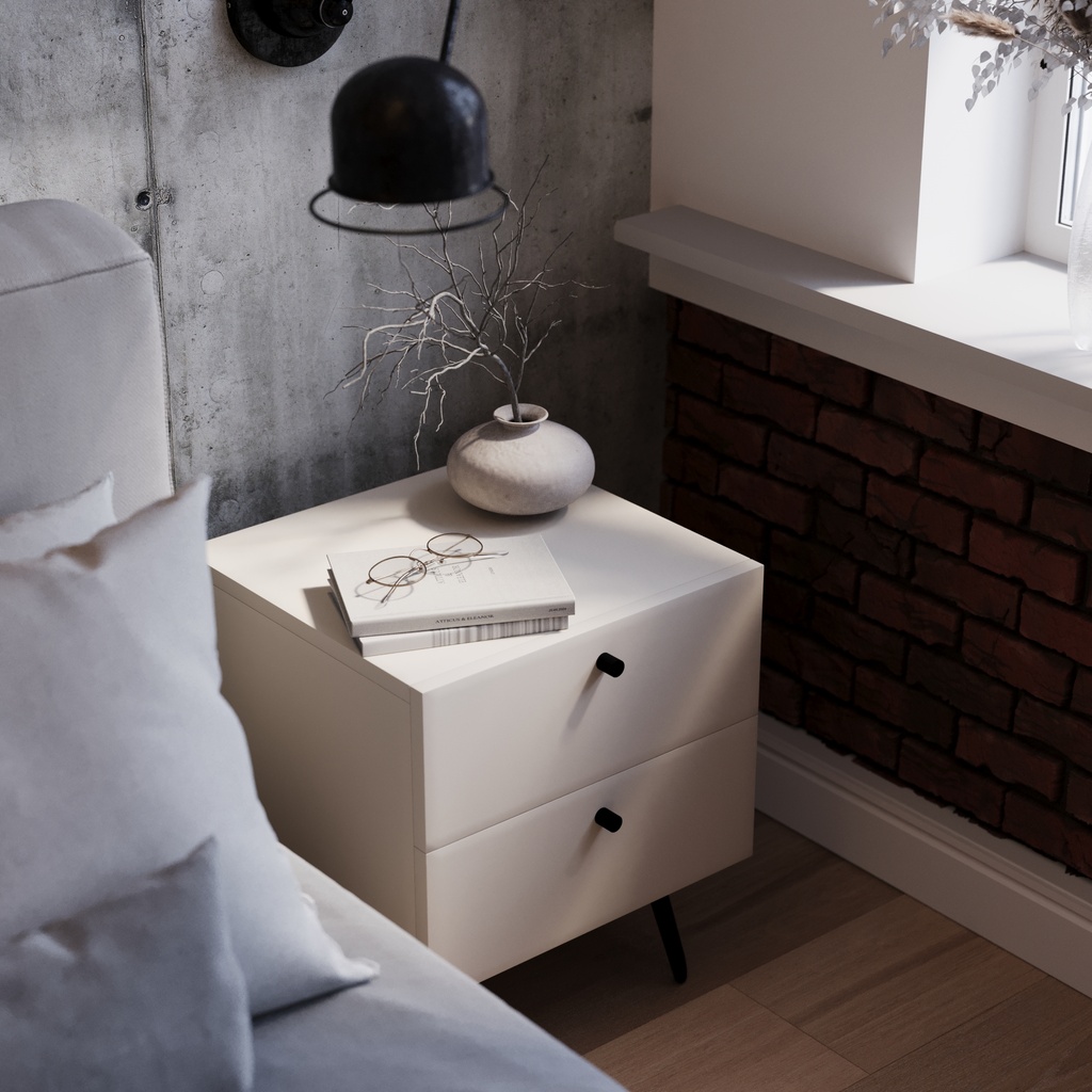 SZAFKA NOCNA KINNO 2 SZUFLADY styl LOFT kaszmir