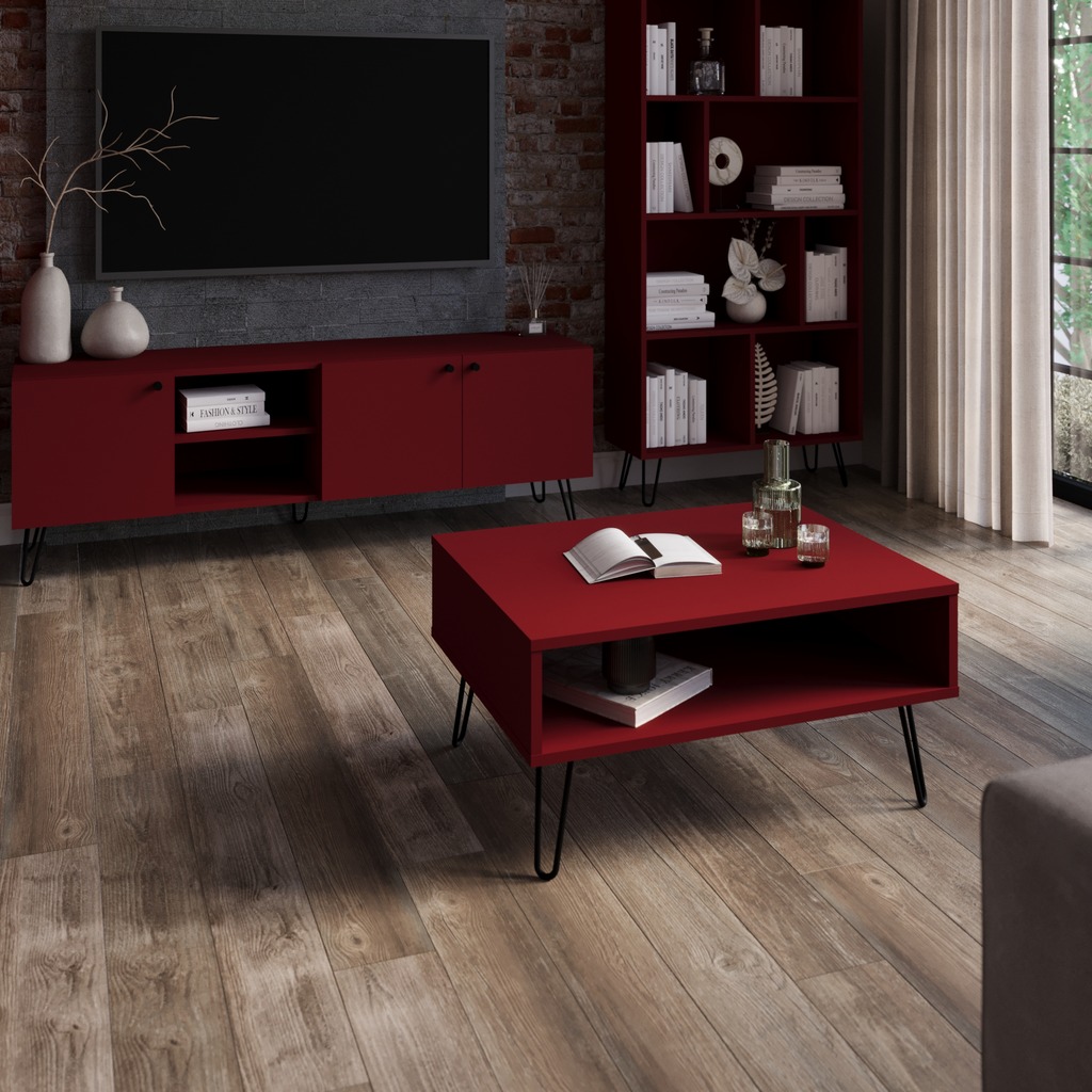 STOLIK KAWOWY ŁAWA REMELI loft czerwony oxid
