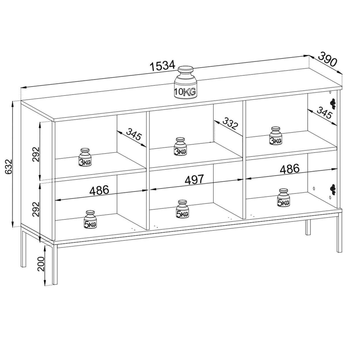 Komoda SENTO K154 kaszmir lamele LED - obrazek 3