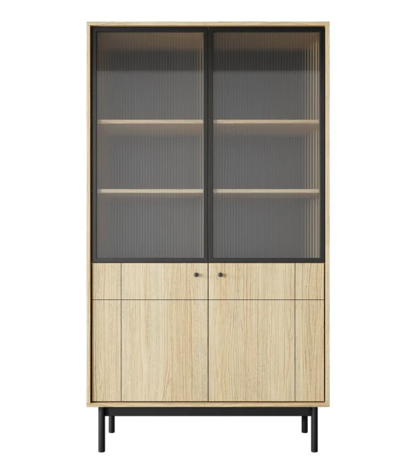 Regał witryna oszklona Japandi 104 cm Dąb Linea