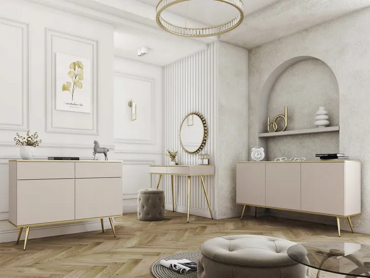 Beżowa Komoda ORO KSZ107 złote nóżki – elegancja i funkcjonalność - obrazek 5
