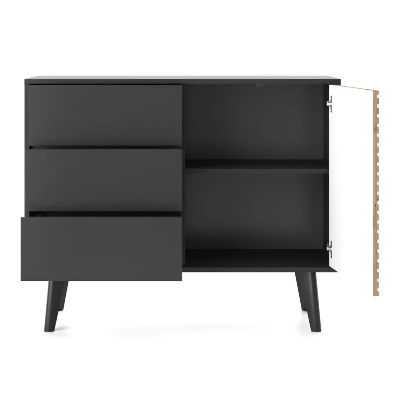 Komoda WILLOW KSZ-104 czarna/dąb artisan – elegancja i funkcjonalność - obrazek 3