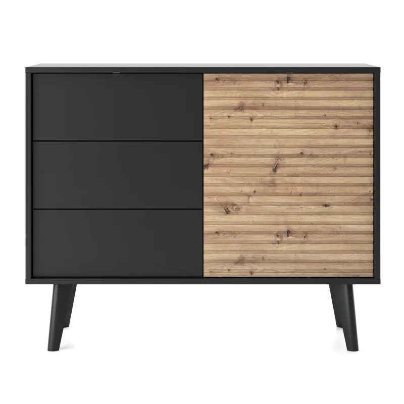 Komoda WILLOW KSZ-104 czarna/dąb artisan – elegancja i funkcjonalność - obrazek 4