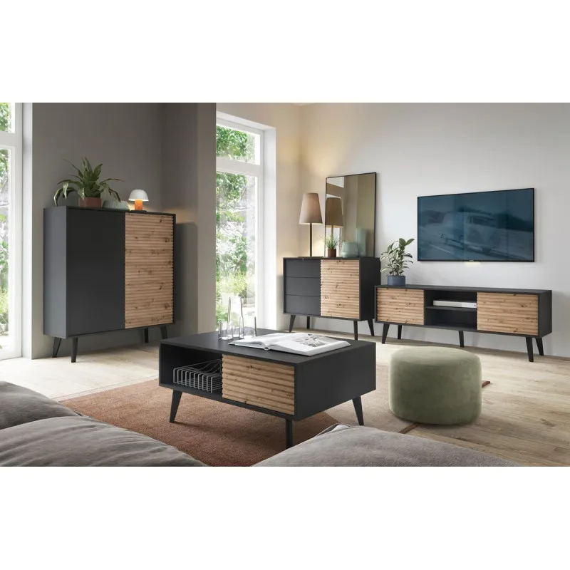 Komoda WILLOW KSZ-104 czarna/dąb artisan – elegancja i funkcjonalność - obrazek 5