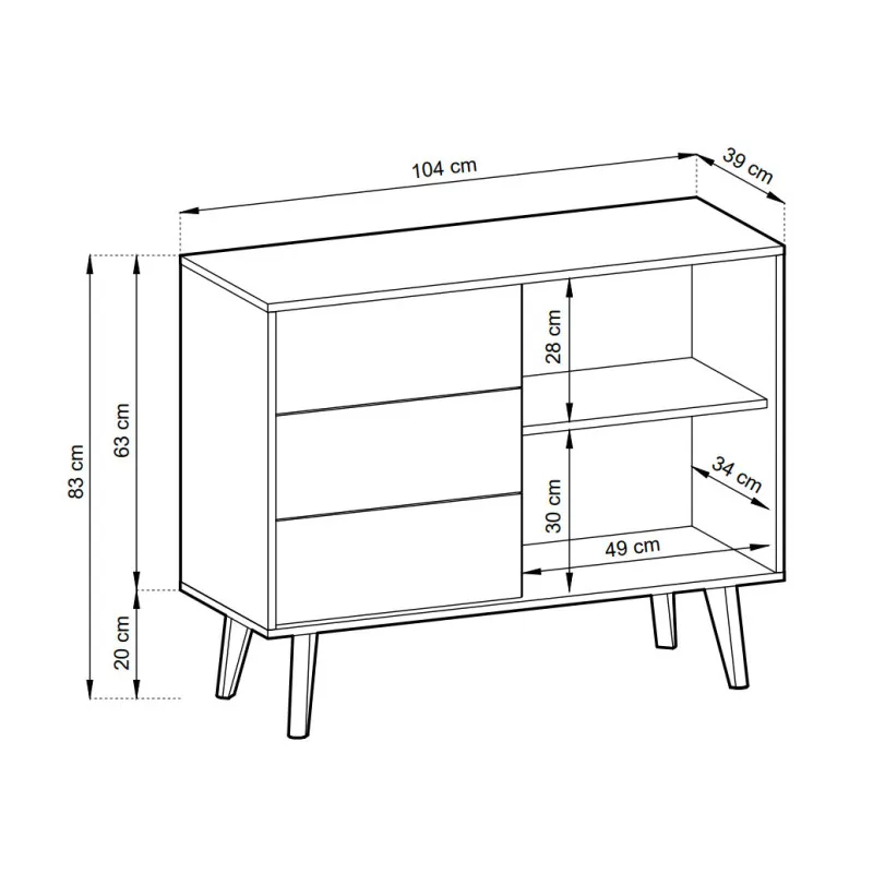 Komoda WILLOW KSZ-104 czarna/dąb artisan – elegancja i funkcjonalność - obrazek 6