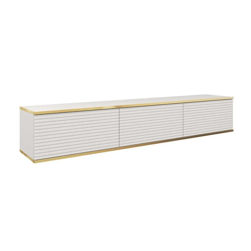 Biała szafka RTV ORO MDF 175cm lamele – elegancja i funkcjonalność