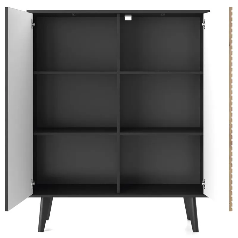 Komoda WILLOW KD-104 czarna/dąb artisan – elegancja i funkcjonalność - obrazek 3