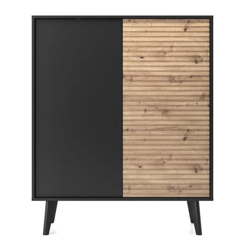 Komoda WILLOW KD-104 czarna/dąb artisan – elegancja i funkcjonalność - obrazek 4