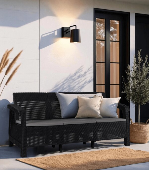 Sofa Ogrodowa FLINT Technorattan Czarna
