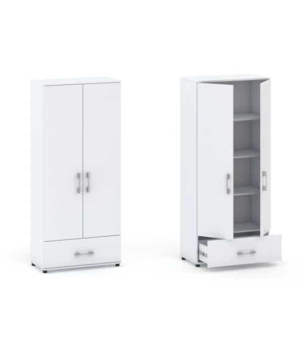 Szafa biurowa G 60-80 2D1S z szufladą 60 cm – 80 cm 4 półki biała