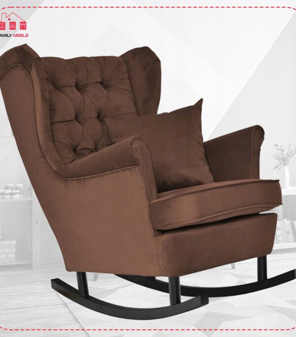 Fotel uszak Gaja bujany skandynawski Family Meble braun brązowy bujak