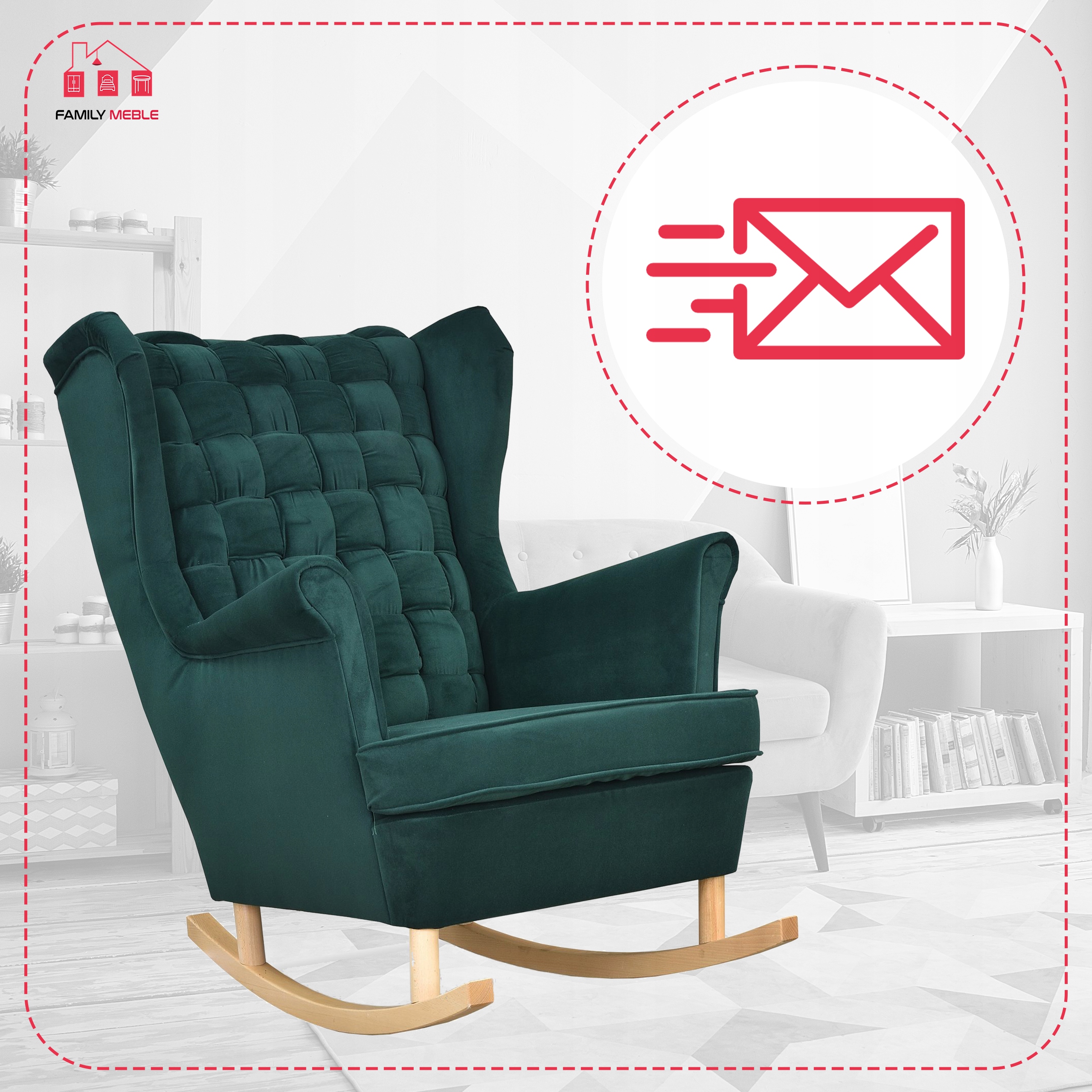 Fotel uszak Carol bujany skandynawski Family Meble butelkowa zieleń - obrazek 7