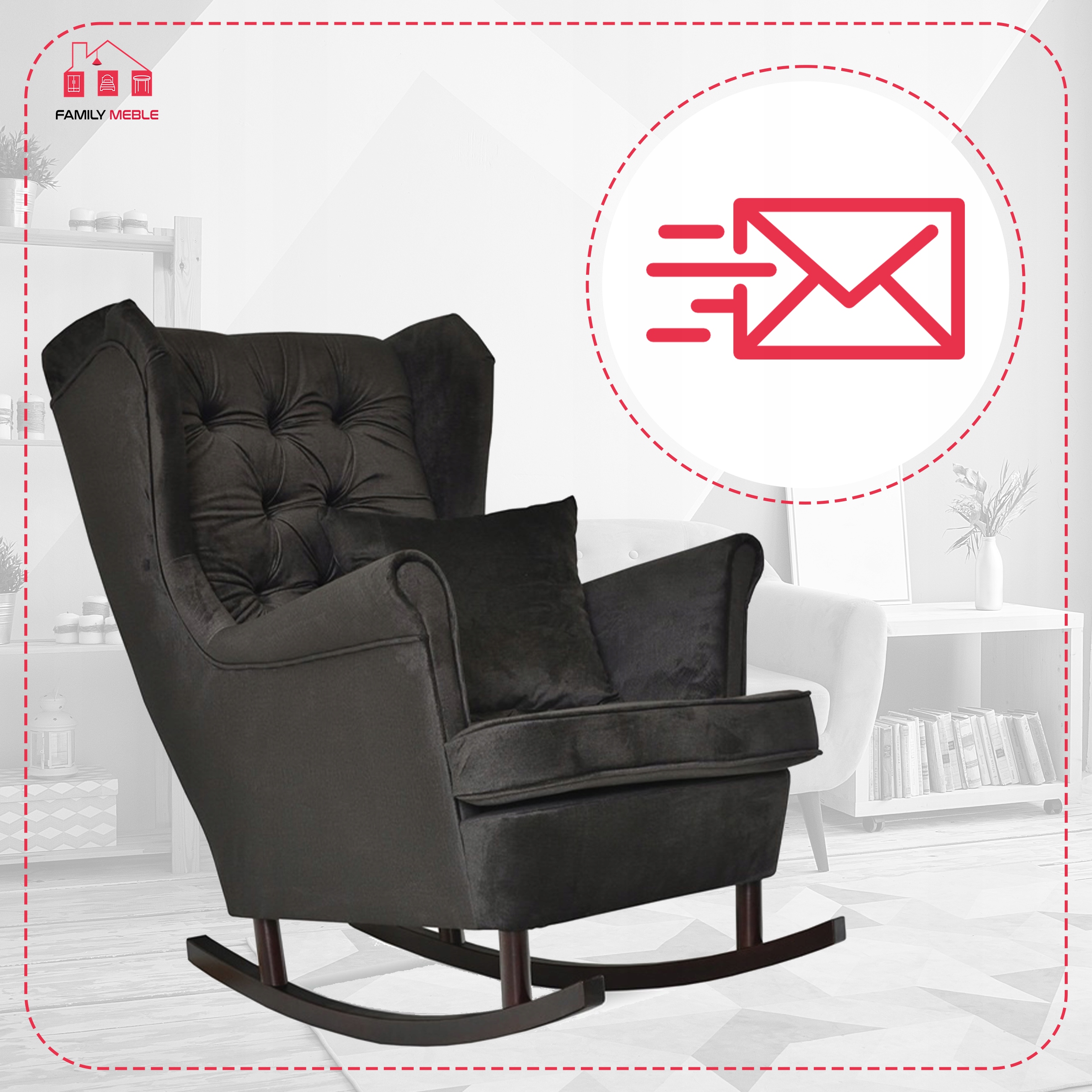 Fotel uszak bujany skandynawski Gaja Family Meble czarna oliwka - obrazek 5