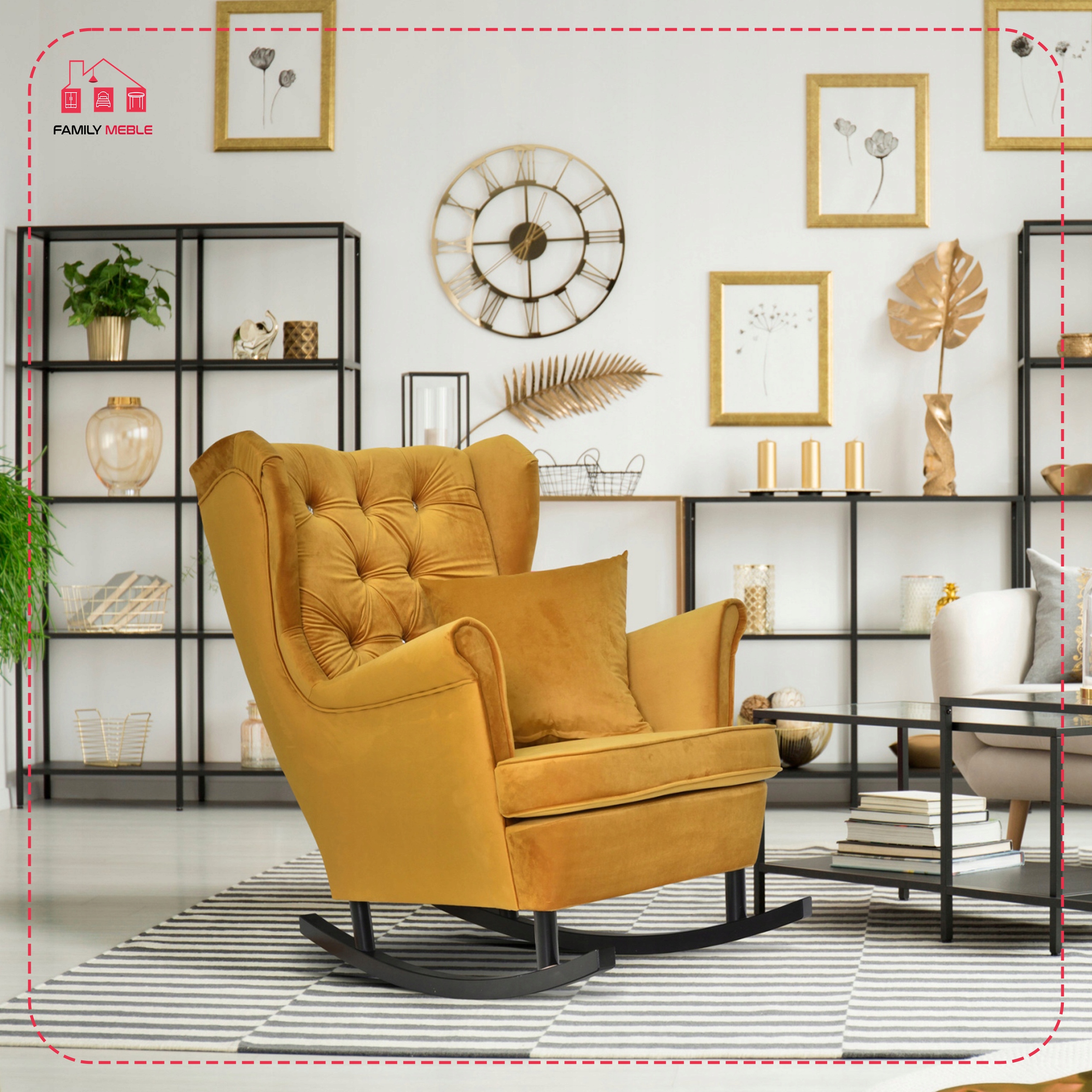 Fotel uszak Gaja bujany skandynawski Family Mebl brunatny szaro czarny - obrazek 11