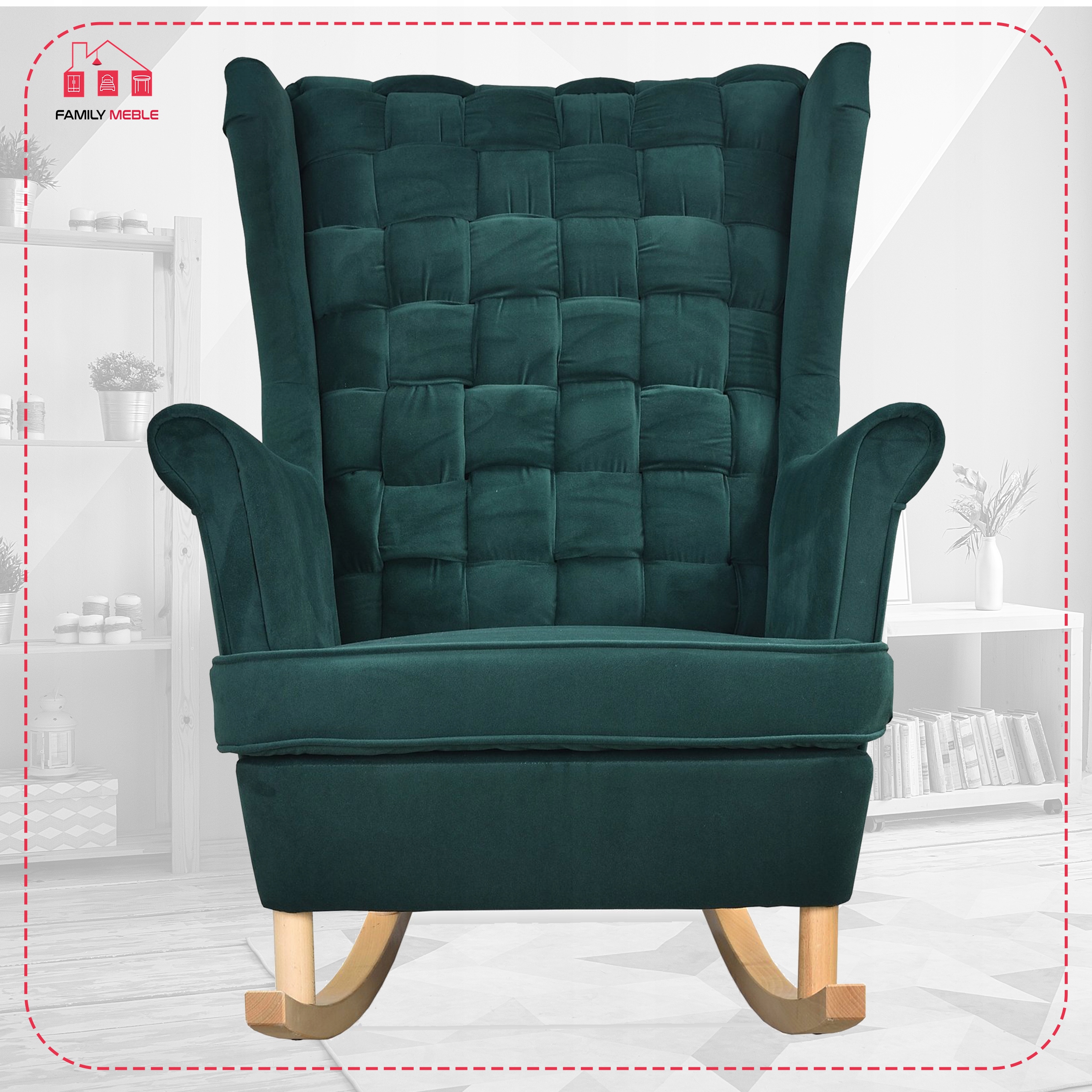 Fotel uszak Carol bujany skandynawski Family Meble butelkowa zieleń - obrazek 2