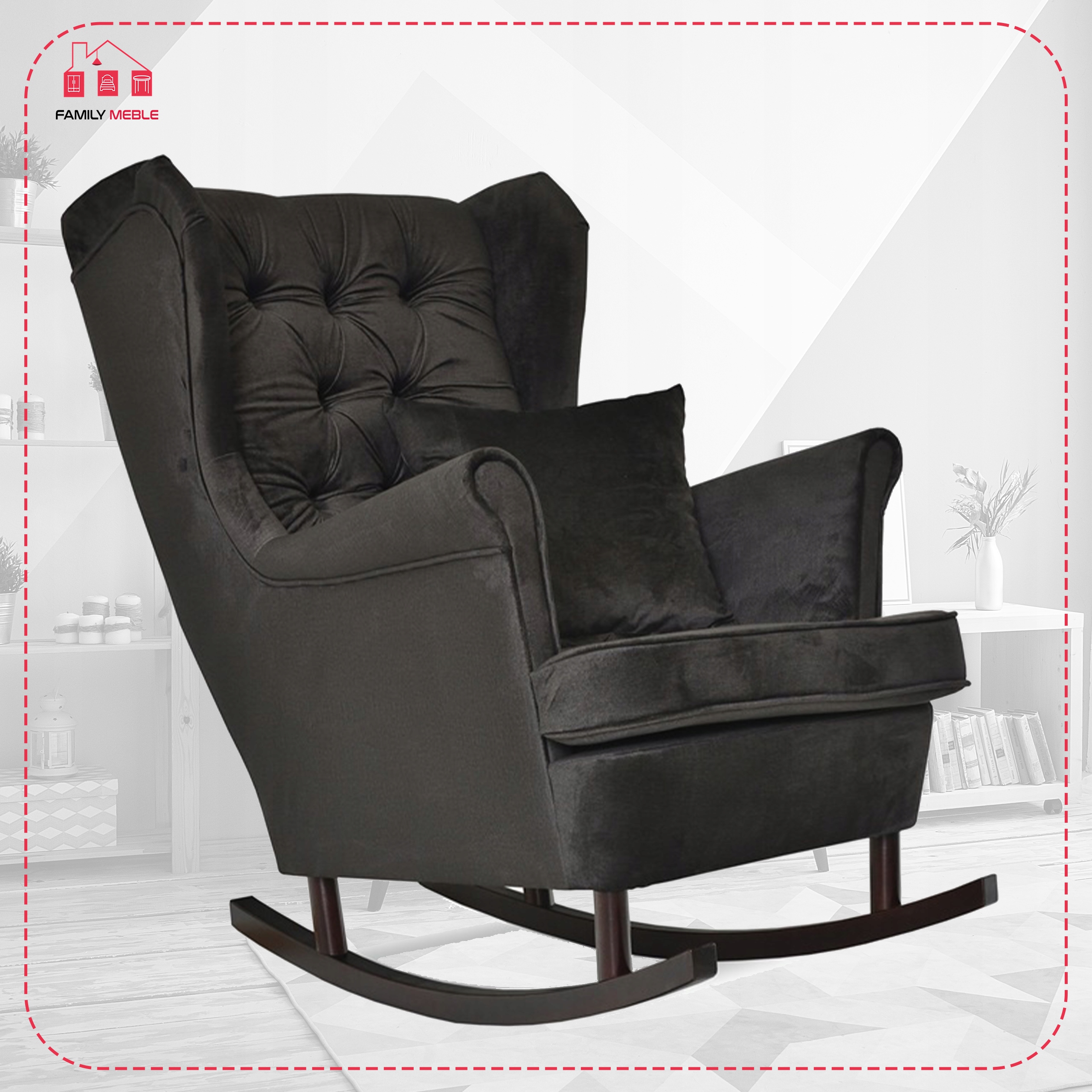 Fotel uszak bujany skandynawski Gaja Family Meble czarna oliwka - obrazek 3