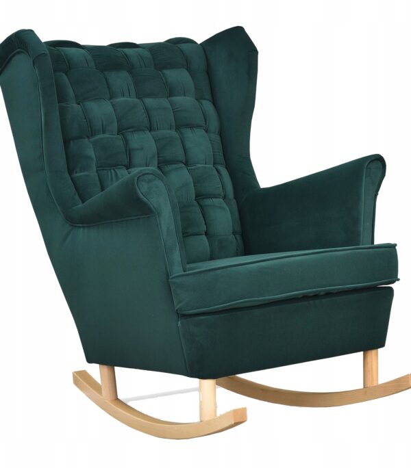 Fotel uszak Carol bujany skandynawski Family Meble butelkowa zieleń