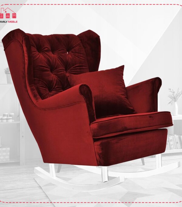 Fotel uszak Gaja bujany skandynawski Family Meble aksamitny czerwony