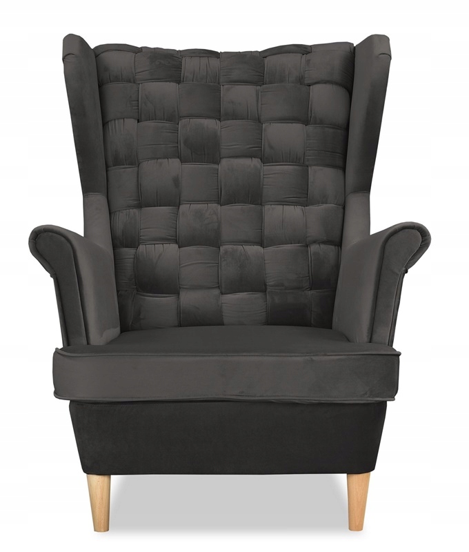 Fotel uszak Carol skandynawski Family Meble przeplatane OPARCIE grafit - obrazek 2