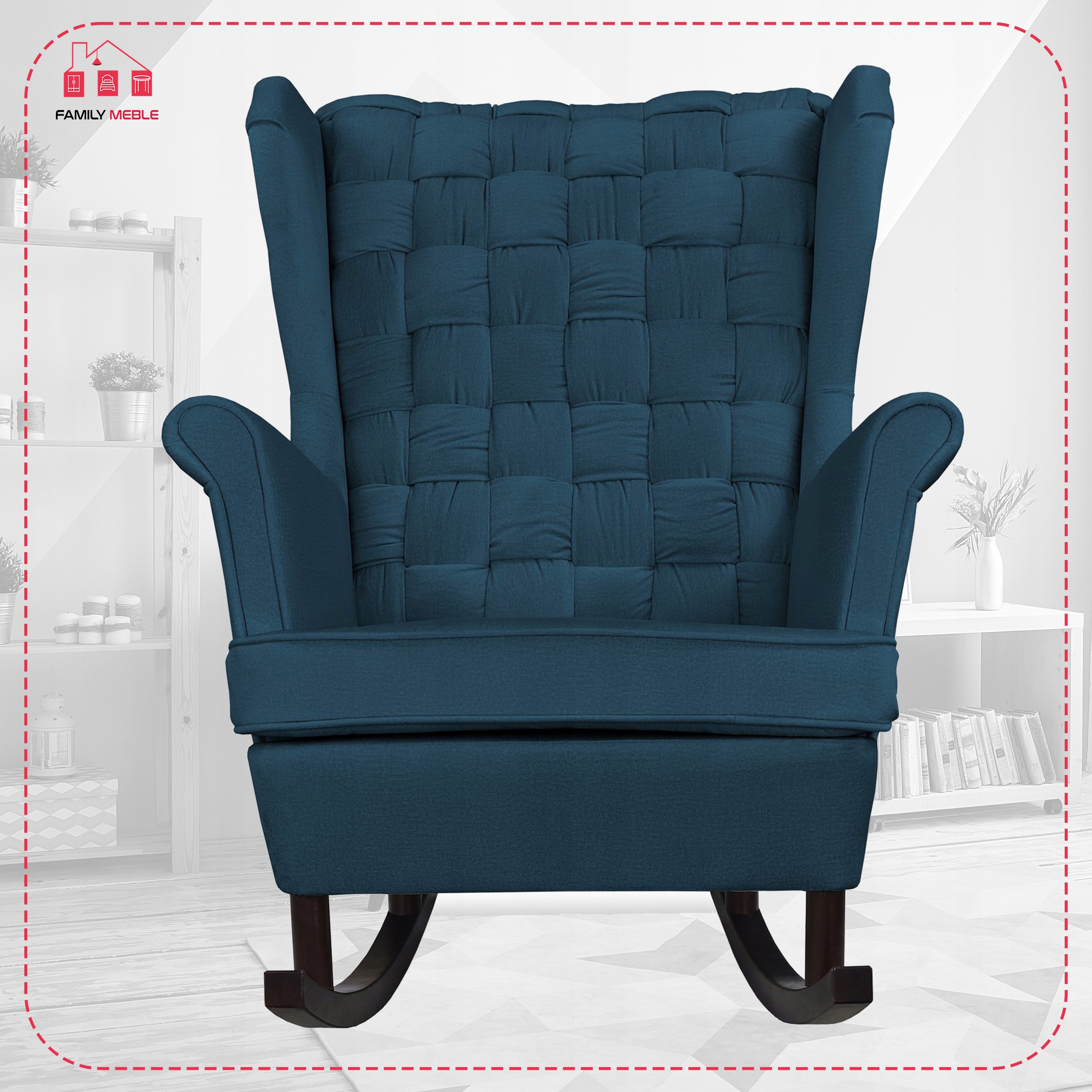 Fotel uszak Carol bujany skandynawski Family Meble GRANATOWY niebieski - obrazek 2