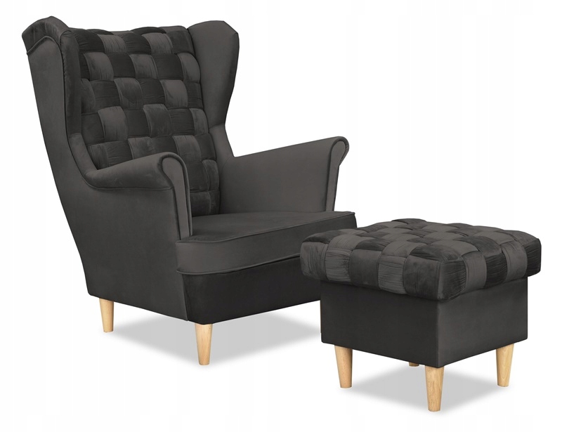 Fotel uszak Carol skandynawski Family Meble przeplatane OPARCIE grafit - obrazek 4