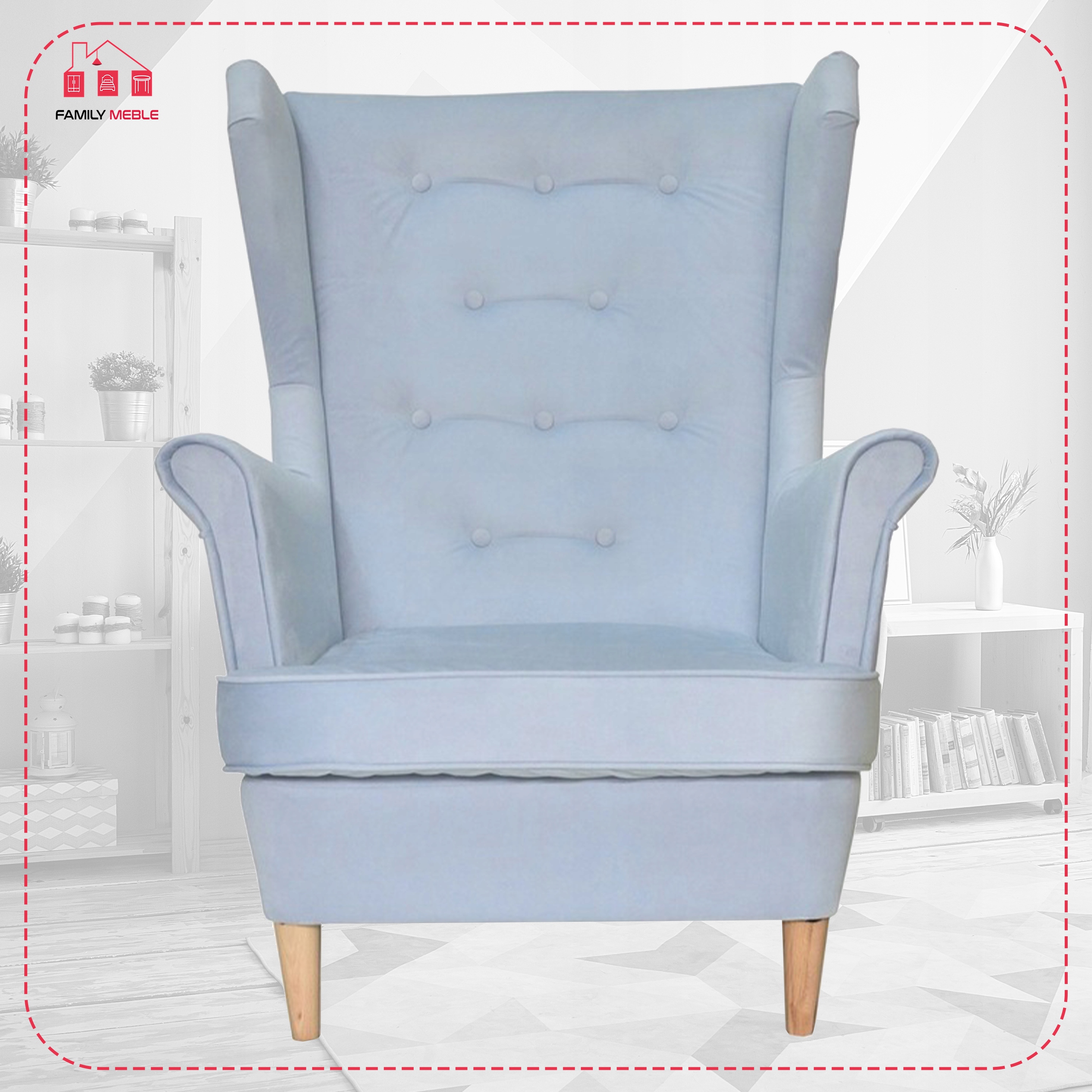 Fotel uszak Diana skandynawski Family Meble niebieski - obrazek 2