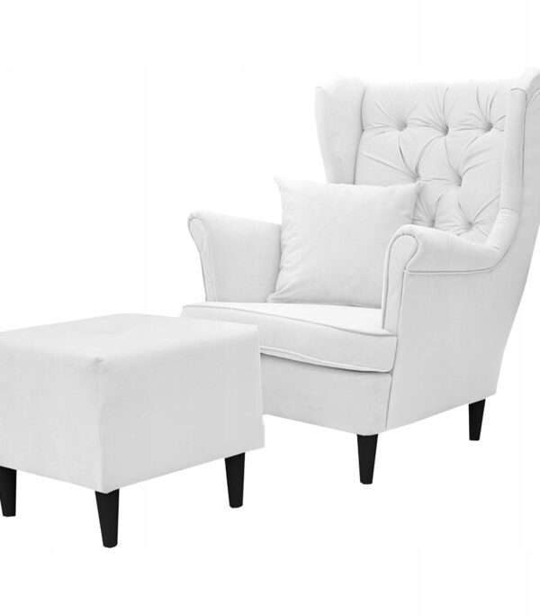 Fotel uszak Gaja z podnóżkiem skandynawsk Family Meble prestiżowy styl