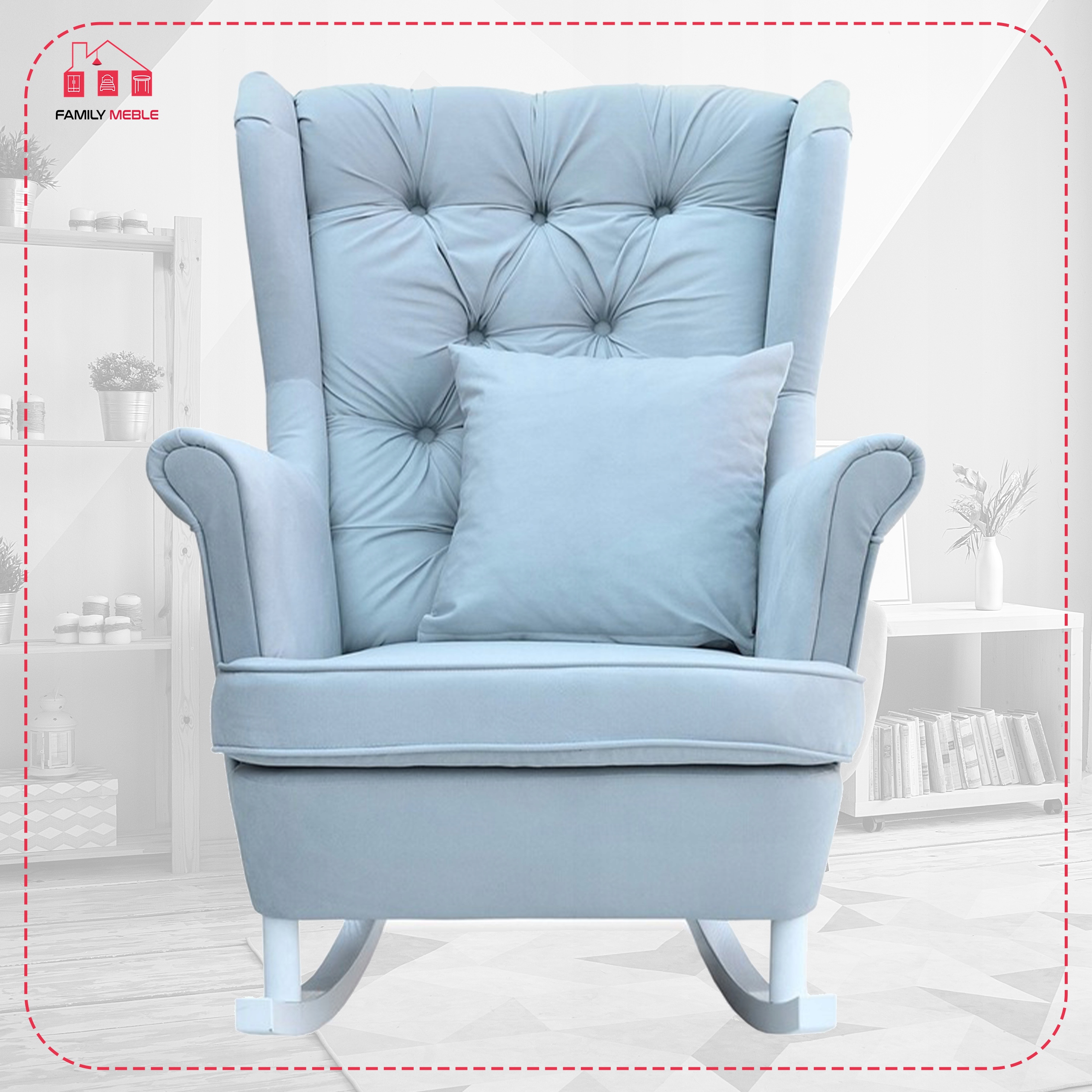 Fotel uszak bujany skandynawski Gaja Family Meble perłowy niebieski - obrazek 4