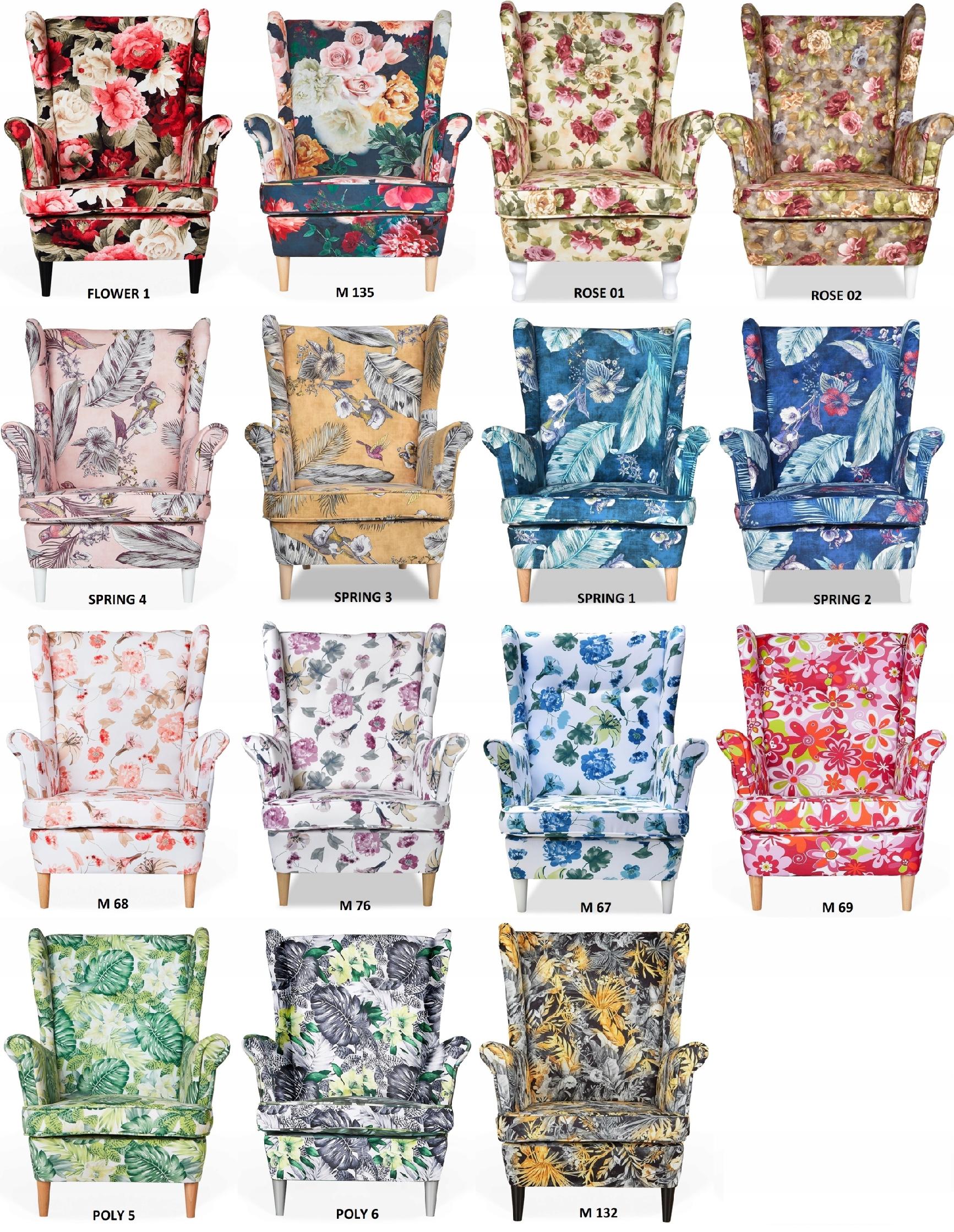 Fotel uszak ARI PRINT skandynawski Family Meble liście monstera tropik - obrazek 9