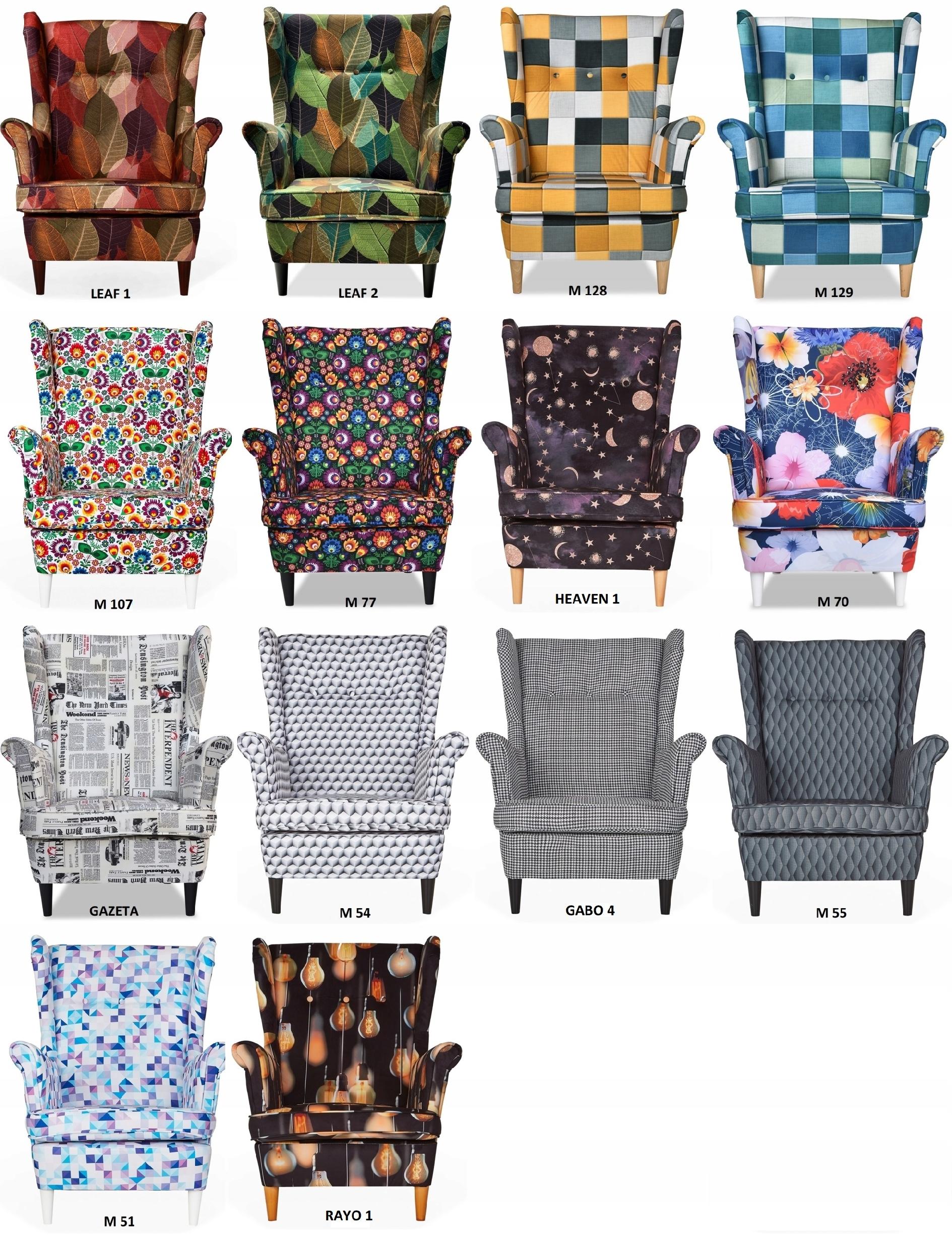 Fotel uszak ARI PRINT skandynawski Family Meble liście monstera tropik - obrazek 10