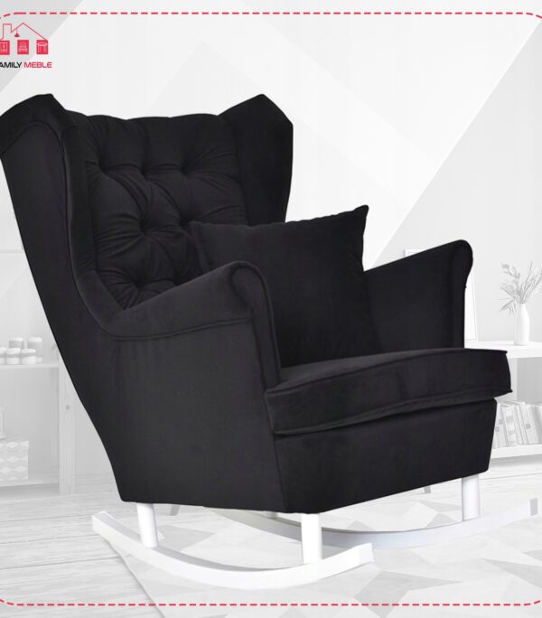 Fotel uszak Gaja bujany skandynawski Family Meble czarny głębokie piki