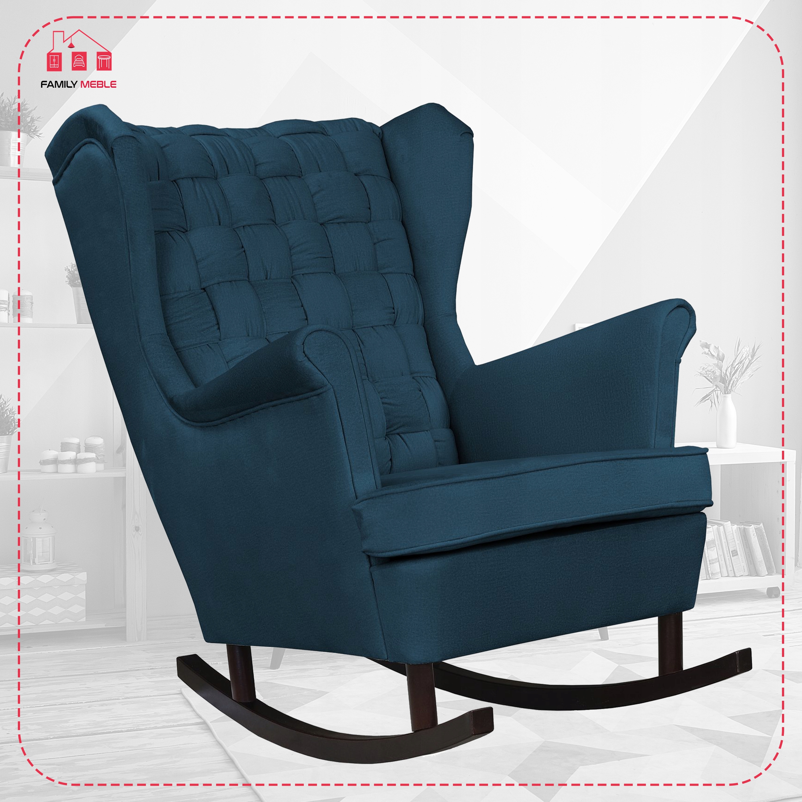 Fotel uszak Carol bujany skandynawski Family Meble GRANATOWY niebieski - obrazek 3