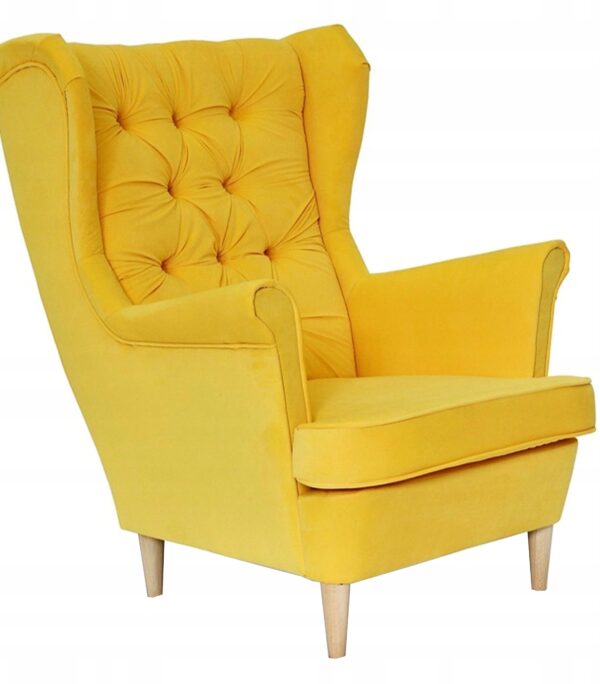 Fotel uszak Gaja skandynawski Family Meble żółty cytrynowy melonowy