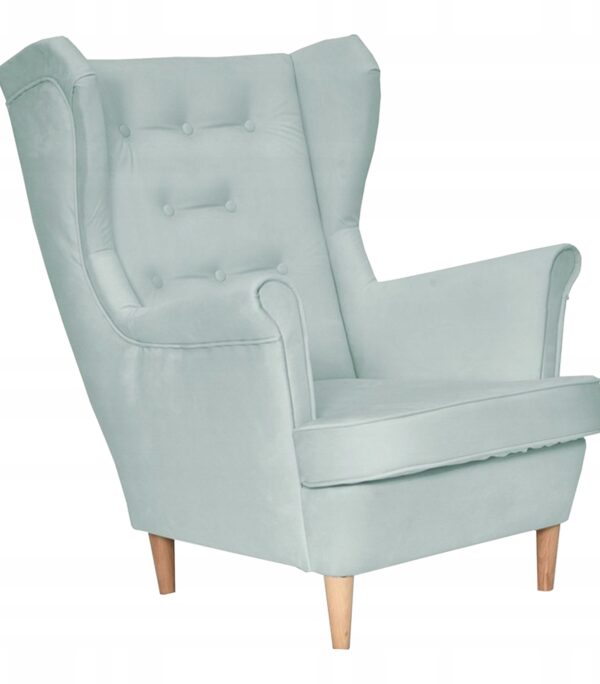 Fotel uszak Diana skandynawski Family Meble miętowy pastelowy