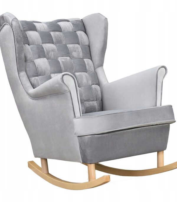 Fotel uszak Carol bujany skandynawski Family Meble siwy AKSAMIT