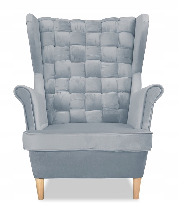 Fotel uszak Carol skandynawski Family Meble błękitno szary aksamit - obrazek 2