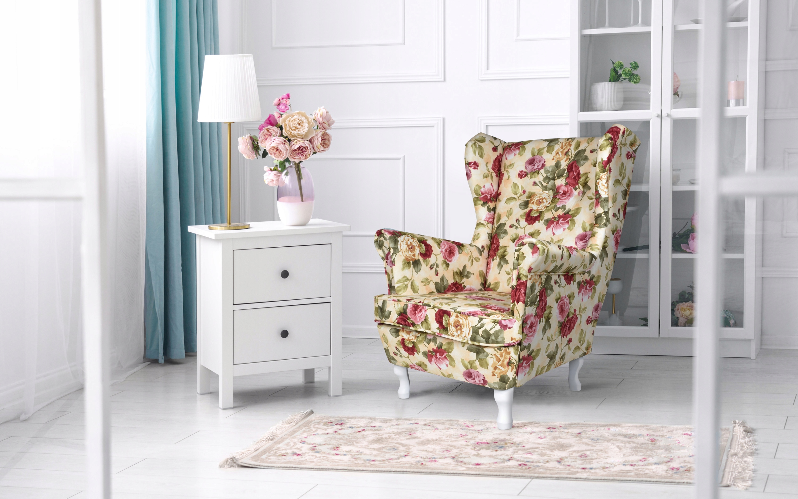 Fotel uszak ARI skandynawski Family Meble ciemnozielony zamszowy kolor - obrazek 4