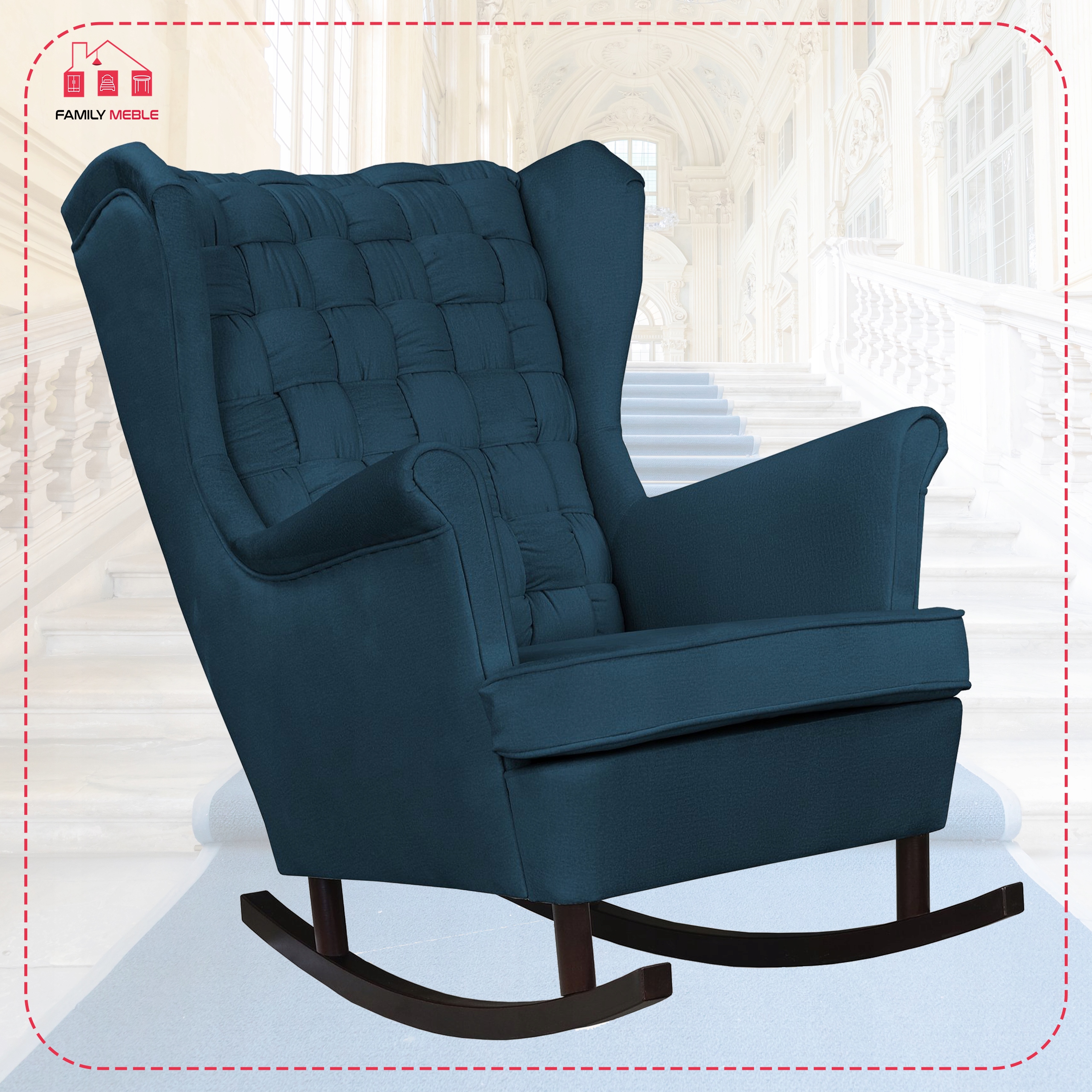 Fotel uszak Carol bujany skandynawski Family Meble GRANATOWY niebieski - obrazek 4