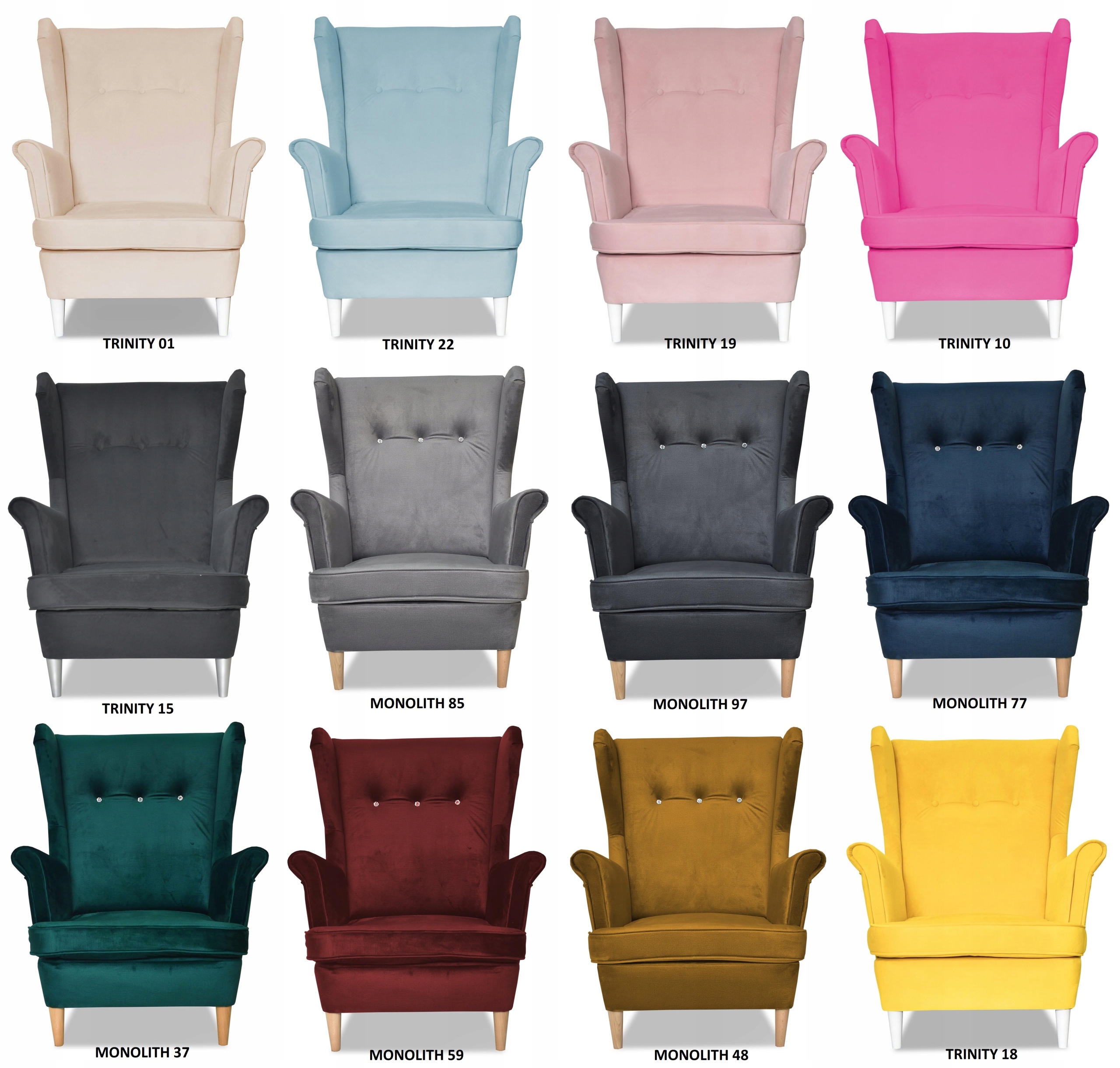 Fotel uszak ARI skandynawski Family Meble różowy brudny welur aksamit - obrazek 8