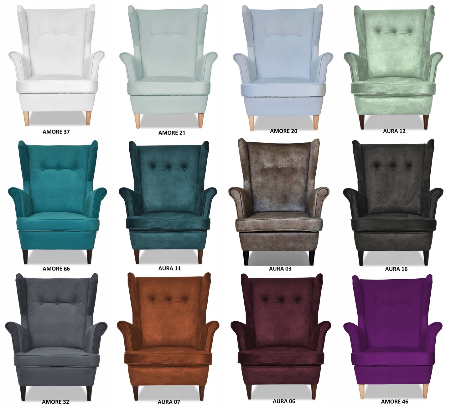 Fotel uszak ARI skandynawski Family Meble różowy brudny welur aksamit - obrazek 9