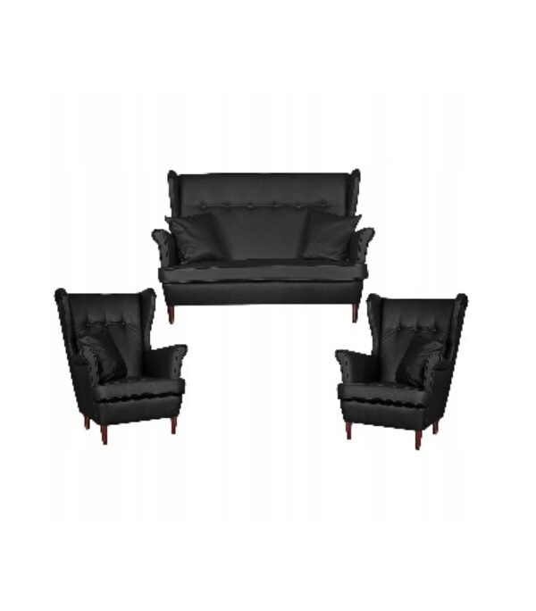 Zestaw wypoczynkowy mebli uszak Eko skóra sofa fotele skandynawskie Family Meble