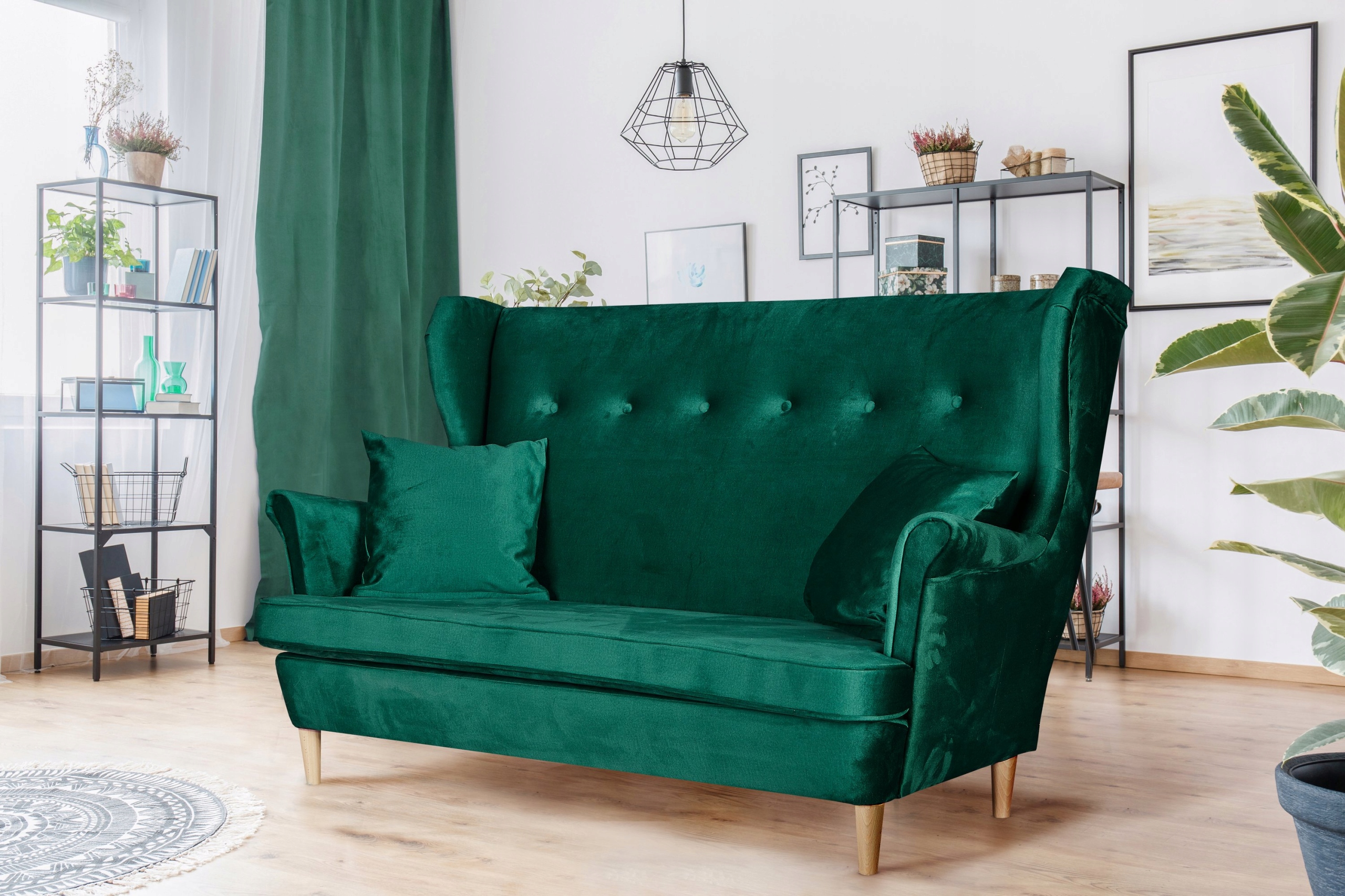 Zestaw wypoczynkowy mebli uszak Diana sofa fotele pufy Family Meble komplet - obrazek 5
