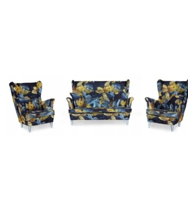 Zestaw wypoczynkowy mebli uszak ARI Print sofa fotele skandynawskie Family Meble